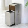 Square Stainless Steel Standing Ashtray Cigarette & Waste Bin Outdoor in Silver - Image 4