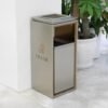 Square Stainless Steel Standing Ashtray Cigarette & Waste Bin Outdoor in Silver - Image 3