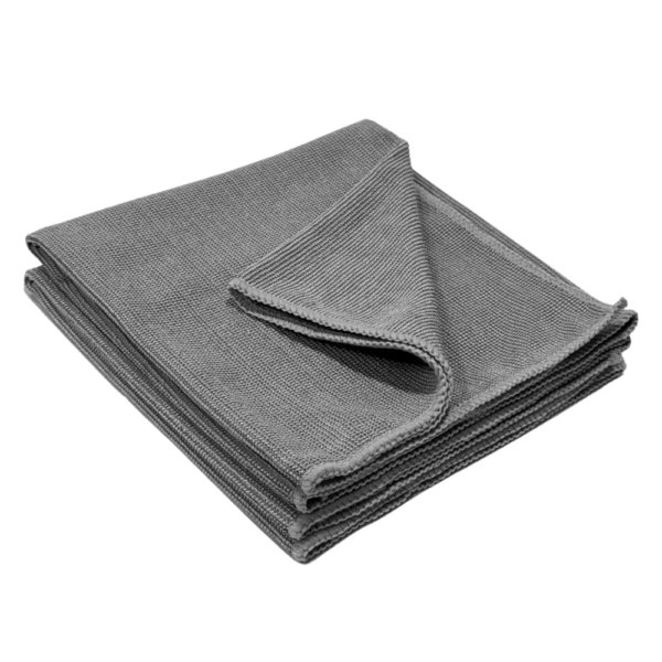 2x Grey Pinpoint Weave Microfibre Glass Cloth 60x40cm Smear Free Window Cleaning Towel
