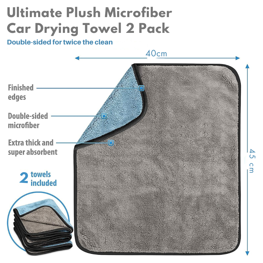 (Pack of 2) Premium Dual-Purpose Microfiber towel for Car Detailing – Scratch-Free, Ultra-Soft, Highly Absorbent Microfibre Cleaning Cloth- 40 x 45CM - Image 2