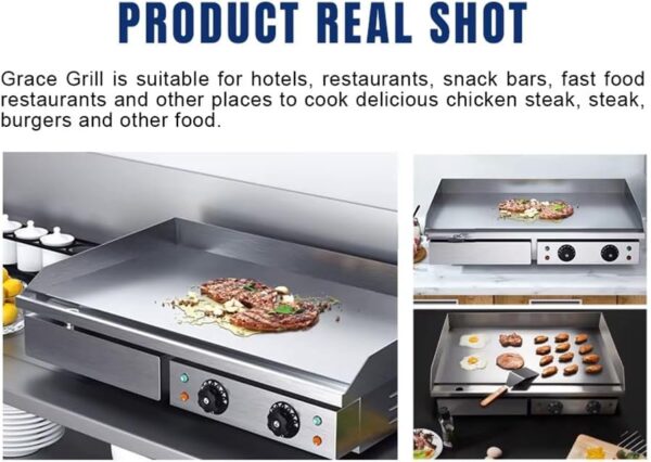 Electric Griddle with Dual Burners – 3KW High-Powered Heating, 50-300°C Temperature - Image 4