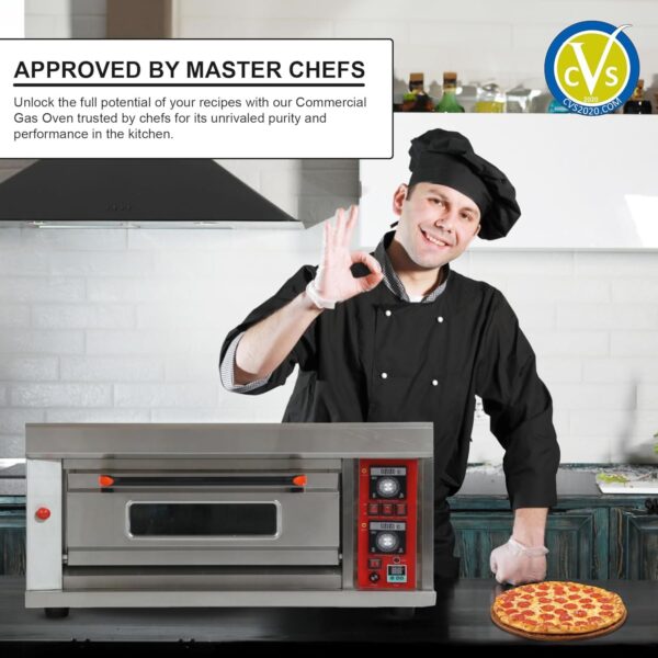 Commercial Compact Gas Pizza Oven with 1 Tray, Energy-Efficient 100W, Spacious 67 x 47 x 19 cm Chamber - Image 3