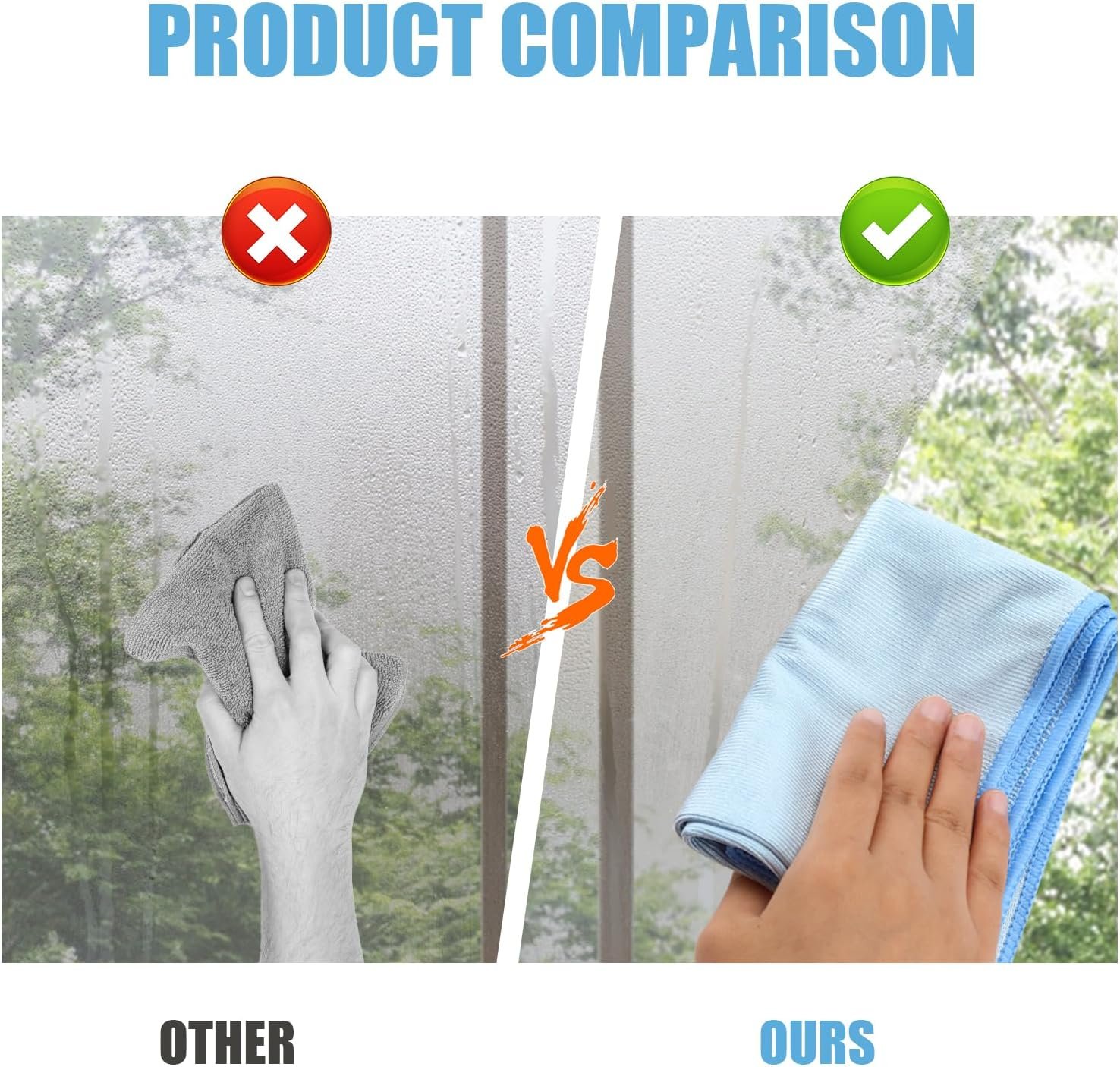 6x Professional Microfibre Glass Cleaning Cloth – Streak Free Towel 40×40/60×70 cm - Image 2