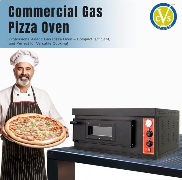 Commercial Gas Pizza Oven Outdoor, 60 x 90 x 15 cm Spacious Chamber, High-Temperature Range 600°C, Efficient Natural Gas Operation - Image 2