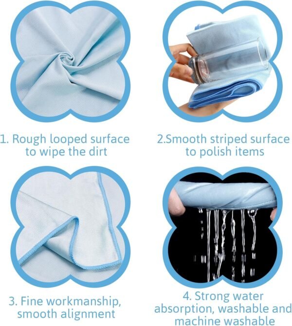 6x Professional Microfibre Glass Cleaning Cloth – Streak Free Towel 40×40/60×70 cm - Image 3