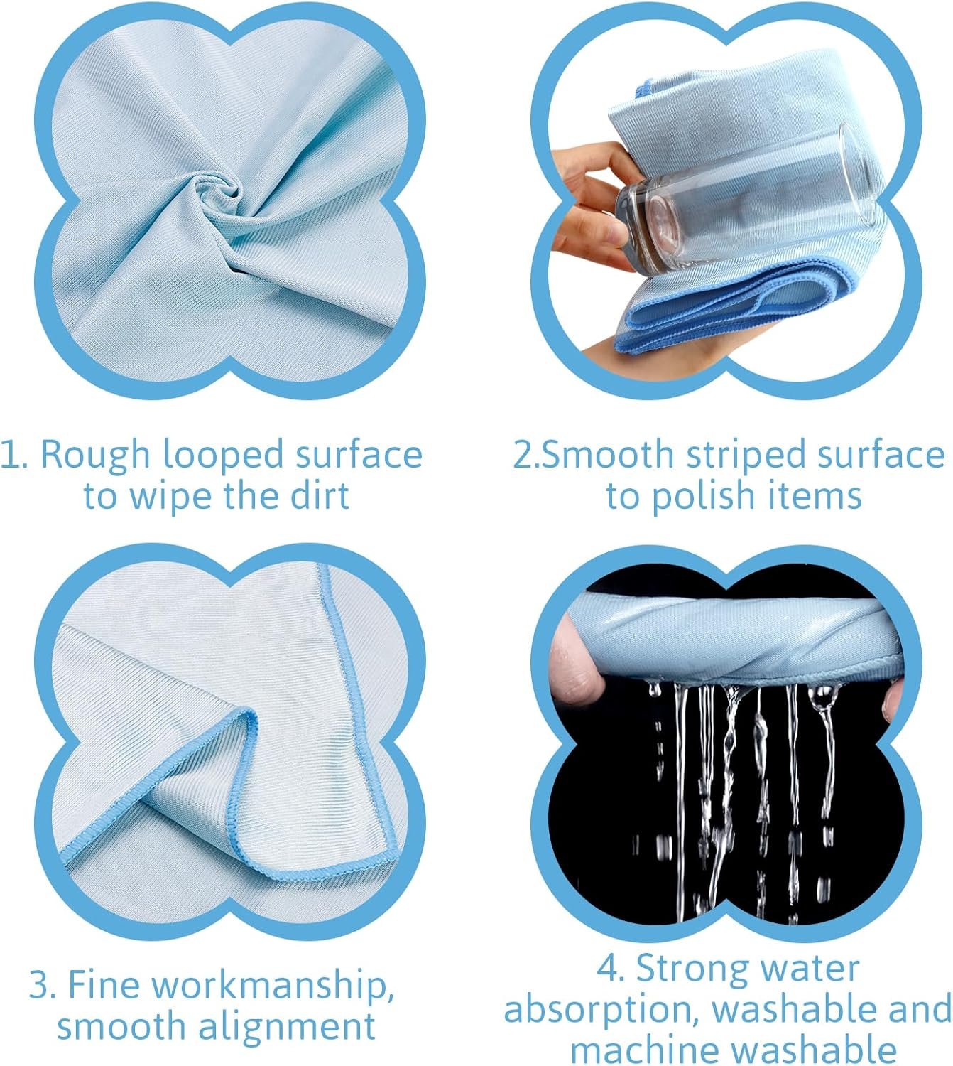 6x Professional Microfibre Glass Cleaning Cloth – Streak Free Towel 40×40/60×70 cm - Image 3