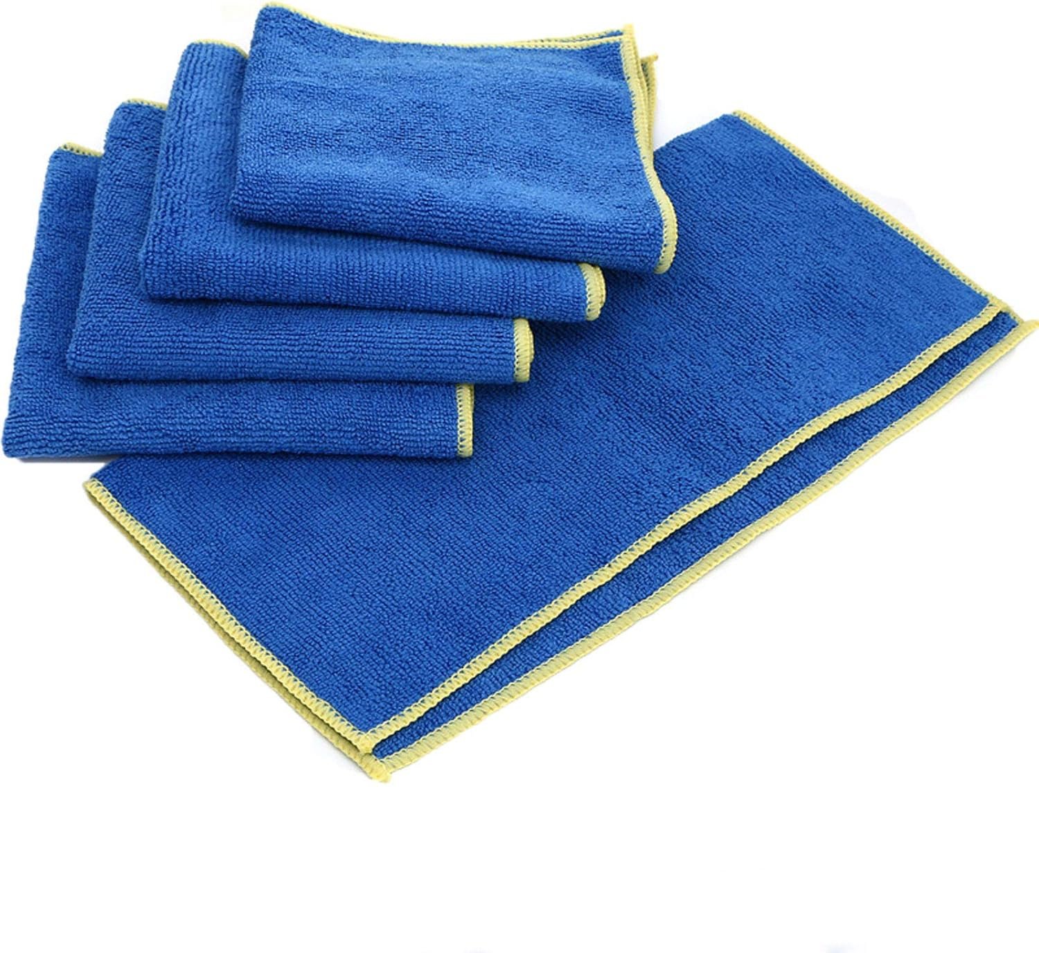 6x Premium CVS Microfibre Car Drying Towel 35×55 cm – Blue with Yellow Edge