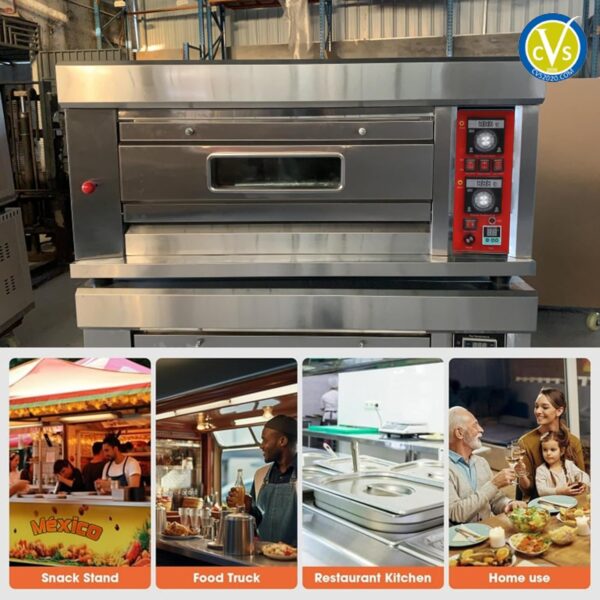 Commercial Compact Gas Pizza Oven with 1 Tray, Energy-Efficient 100W, Spacious 67 x 47 x 19 cm Chamber - Image 6