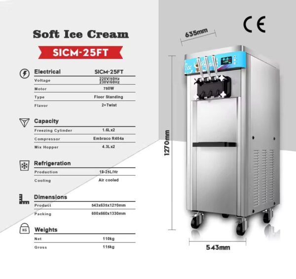 Triple Head Soft Ice Cream Machine D425PRO - Image 3