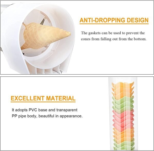 Ice Cream Cone Storage Dispenser Reusable Plastic Ice Cream Cone Holder - Image 6
