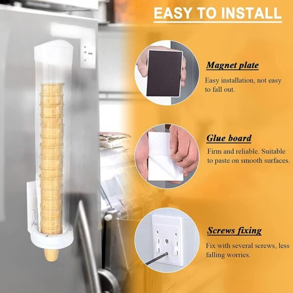 Ice Cream Cone Storage Dispenser Reusable Plastic Ice Cream Cone Holder - Image 5