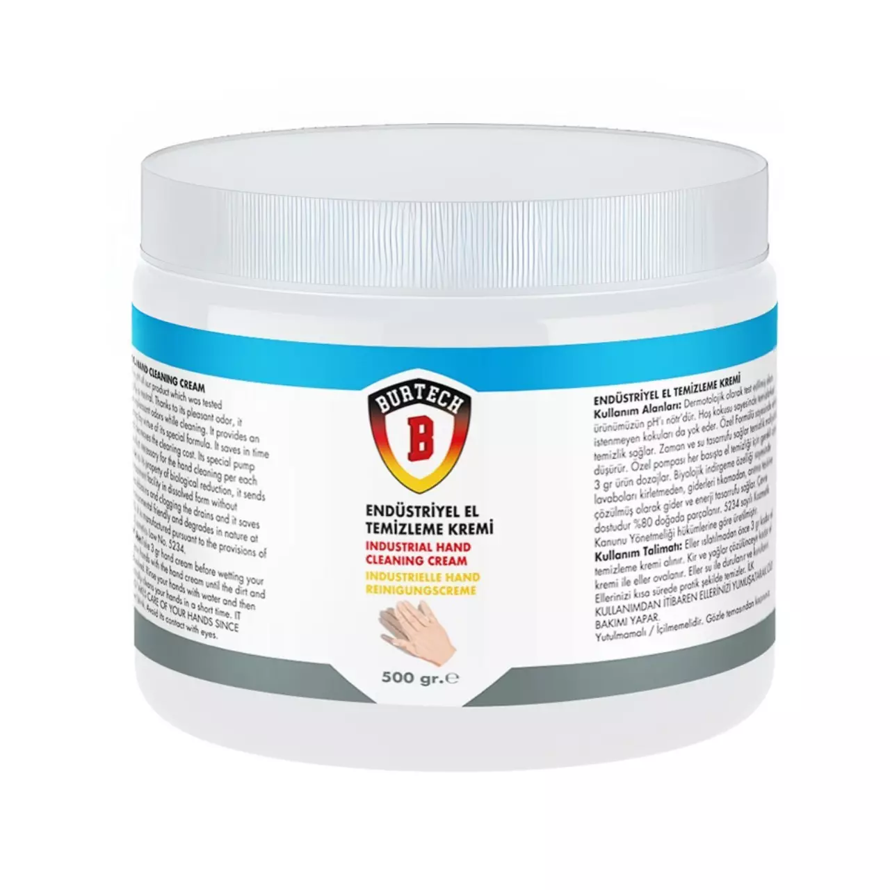 BURTECH Industrial Hand Cleaning Cream 500 g | Powerful Grease and Oil Remover with Mild, Moisturizing Formula