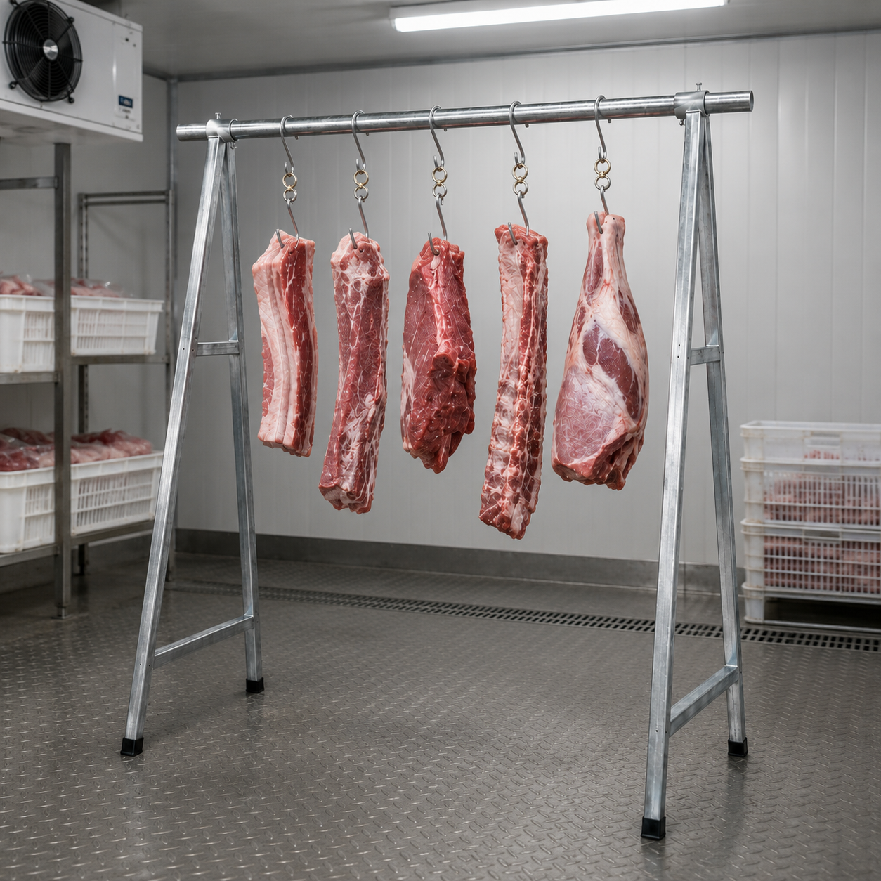 Heavy Duty Stainless Steel Meat Hanging Rack A Frame Butcher Stand 5 Hooks 450kg